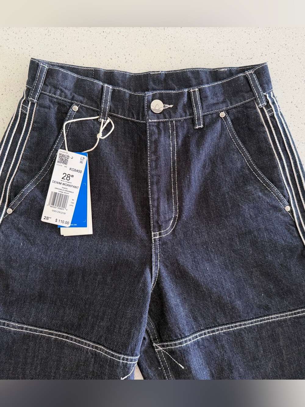 Adidas Workwear Men’s Dark Indigo Barrel Denim Carpenter Jeans - Relaxed Fit 28” - Picture 11 of 13